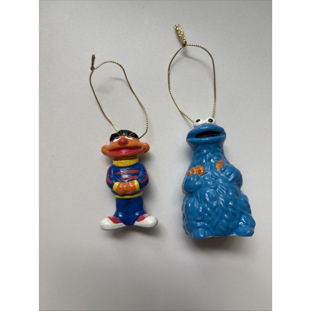 Vintage 70s Muppets Sesame Street Collectibles Cookie Ernie Christmas Ornaments